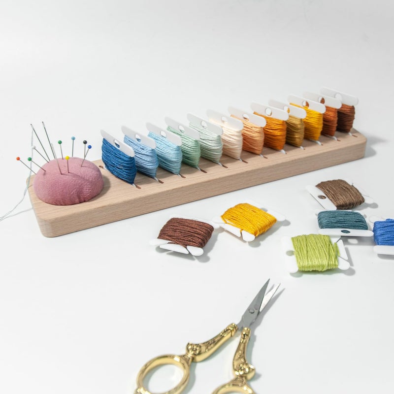 Lampstop Bobbin Rack for Embroidery Floss Beech Wood Floss Organizer (Rectangle) - Image 3