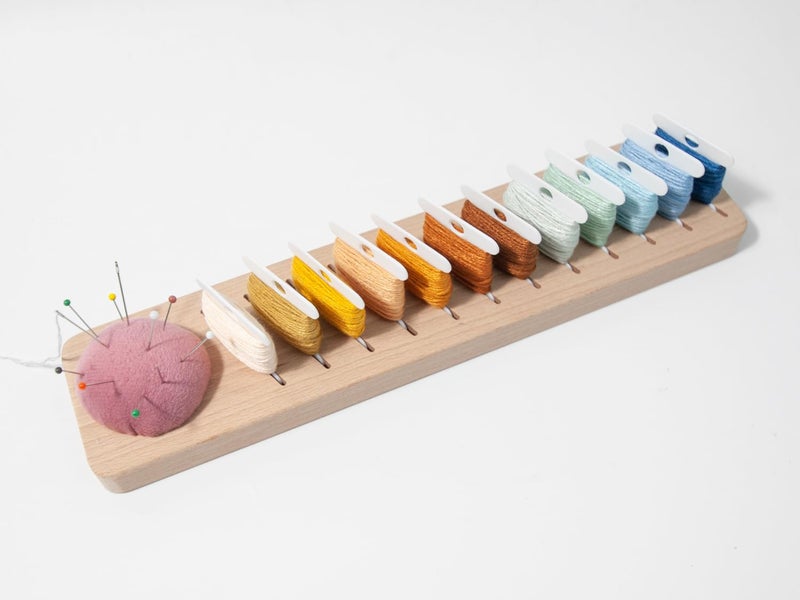 Lampstop Bobbin Rack for Embroidery Floss Beech Wood Floss Organizer (Rectangle) - Image 1