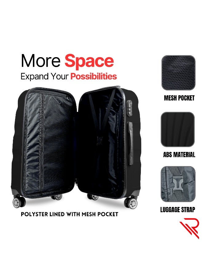 Reflection ABS Carry On Suitcase Airline Approved, Lightweight 24 Inch  Luggage- 360° Silent Wheels, ABS Hard Luggage Trolley, Spinner Wheels, Travel Luggage  (24-Inch , Black) - Image 3