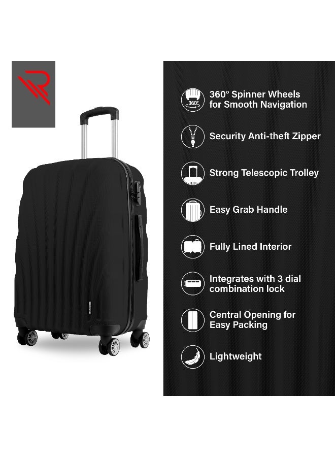 Reflection ABS Carry On Suitcase Airline Approved, Lightweight 24 Inch  Luggage- 360° Silent Wheels, ABS Hard Luggage Trolley, Spinner Wheels, Travel Luggage  (24-Inch , Black) - Image 4
