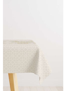 Cango Home Beige Cream Ramadan Themed Motif Patterned Digital Printed Tablecloth CGH1289-MS  - Image 2