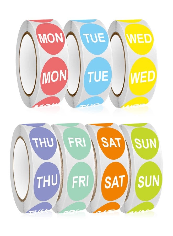 Aixoom 3500PCS 7-Day of The Week Sticker, 1" Round Day Dot Food Rotation Labels - Removable Date Stickers for Food Containers 7 Rolls Self Adhesive(500 Labels/Roll) - Image 1