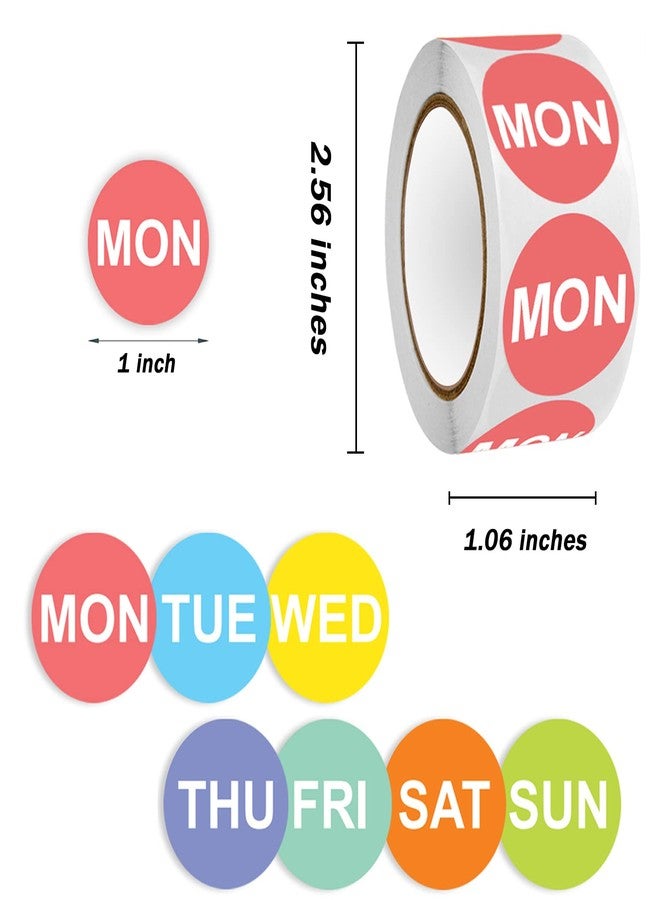 Aixoom 3500PCS 7-Day of The Week Sticker, 1" Round Day Dot Food Rotation Labels - Removable Date Stickers for Food Containers 7 Rolls Self Adhesive(500 Labels/Roll) - Image 2