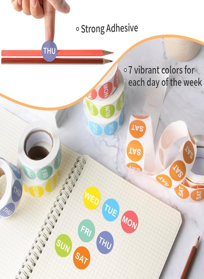 Aixoom 3500PCS 7-Day of The Week Sticker, 1" Round Day Dot Food Rotation Labels - Removable Date Stickers for Food Containers 7 Rolls Self Adhesive(500 Labels/Roll) - Image 3