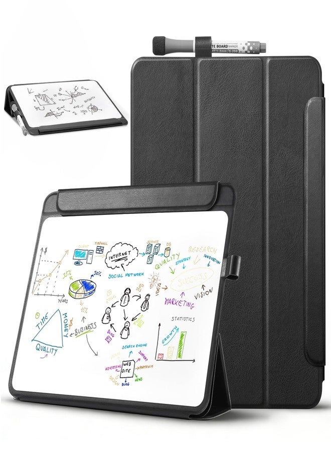 CoBak Glass Portable White Board Desktop Easel 12x9 inch (A4) - Book Folio Tri-fold Design Clean Glass Dry Erase Board with 3 Markers, Anti-Ghosting Suface for Office, Business and School (Black) - Image 1