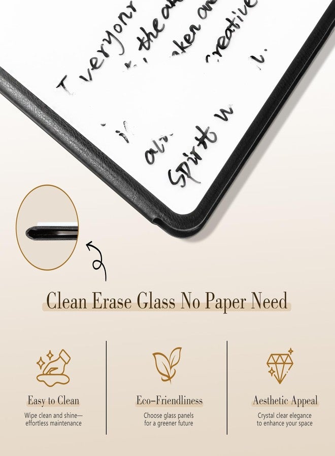 CoBak Glass Portable White Board Desktop Easel 12x9 inch (A4) - Book Folio Tri-fold Design Clean Glass Dry Erase Board with 3 Markers, Anti-Ghosting Suface for Office, Business and School (Black) - Image 2