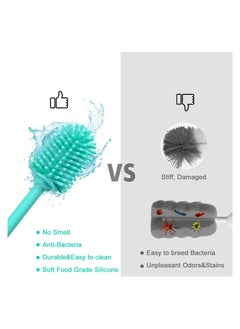SYOSI Silicone Bottle Brush Cleaner, 3 Pcs Long Handle Bottle Cleaning Brushes for Narrow Neck Containers, Water Bottles, Thermos, Hydro Flasks, Coffee Mugs, Baby Bottles (Blue)  - Image 4