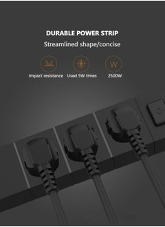 POWER Power Strips Extension Cord 3 Outlets, Universal Plug Adapter with 4 USB Ports Surge Protector, Charging Socket with 2M Bold Extension Cord for Kitchen Office Home Computer Laptop Mobile Tablets  - Image 3