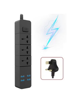 POWER Power Strips Extension Cord 3 Outlets, Universal Plug Adapter with 4 USB Ports Surge Protector, Charging Socket with 2M Bold Extension Cord for Kitchen Office Home Computer Laptop Mobile Tablets  - Image 1