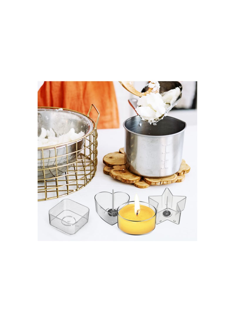 SYOSI - Tealight Candle Cups, 40pcs Plastic Clear Tealight Cups Holders, Candle Wax Tins Jars Cases with 100pcs 40 Mm Candle Wicks Plastic Empty Tealight Tin Container for Candle Diy Tool Home Decorations - Image 1