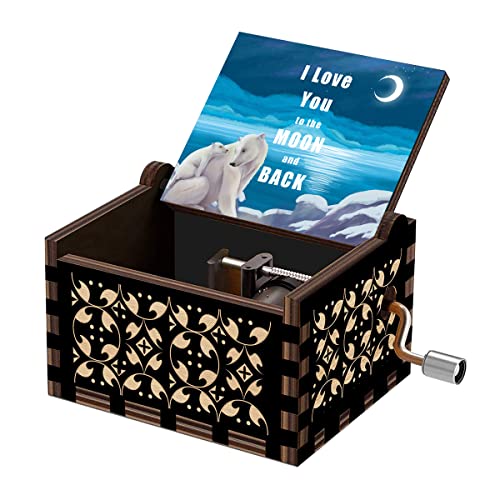 Muzero I Love You to the Moon and Back Music Box Christmas Gift for Daughter Son Mom Dad, Birthday Anniversary for Grandma Granddaughter Hand Crank Musical Box - Image 2
