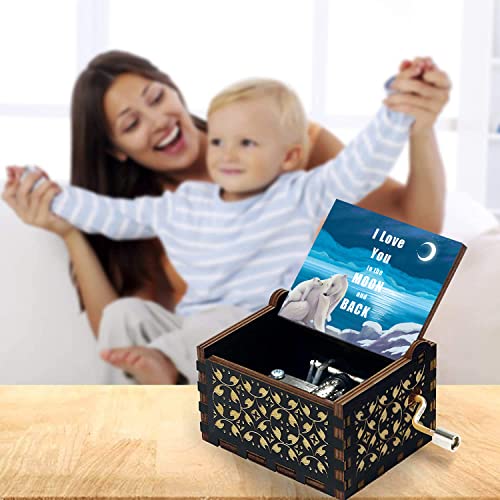 Muzero I Love You to the Moon and Back Music Box Christmas Gift for Daughter Son Mom Dad, Birthday Anniversary for Grandma Granddaughter Hand Crank Musical Box - Image 5