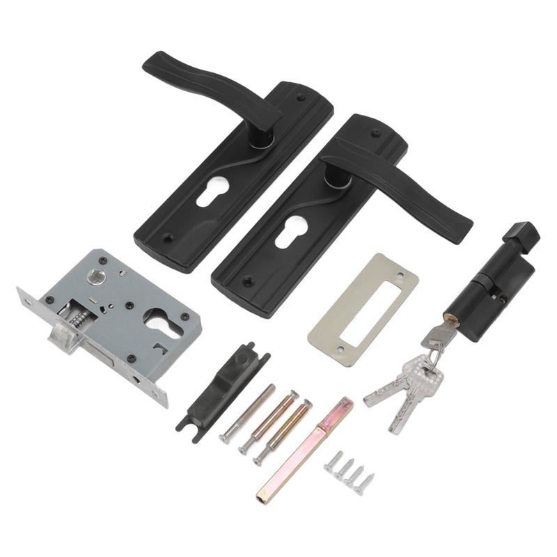 Door Handle Lock Manganese Steel Silent Bearing Universal Door Lever Lock Set with Keys for Home Bedroom Black - Image 5