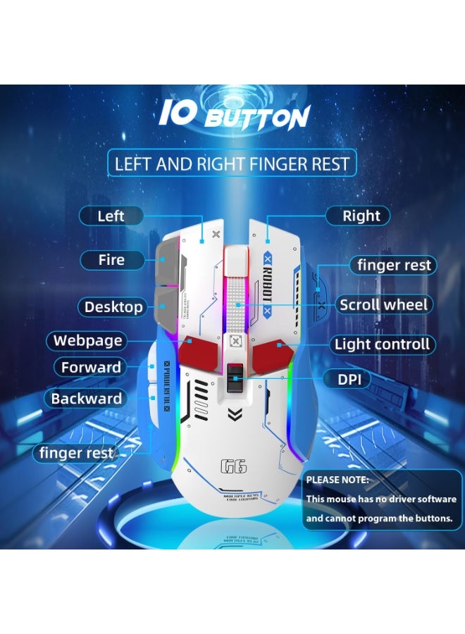 أريزون فأرة ألعاب لاسلكية ثلاثية الأوضاع من أريزون AM-08 G6، تدعم 2.4 جيجا هرتز + بلوتوث 5.1 + سلكية، بإضاءة RGB، ودقة قابلة للتعديل حتى 4000 نقطة في البوصة، قابلة لإعادة الشحن. - Image 4