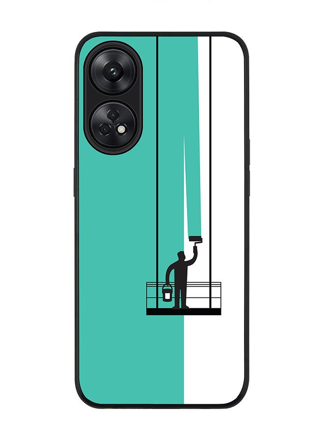 Stylizedd Rugged Black edge case for Reno 8T 4G Slim fit Soft Case Flexible Rubber Edges Anti Drop TPU Gel Thin Cover - Paint Hanger (Green) - Image 1