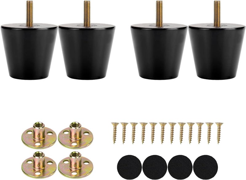 Maricome Furniture Feet 2 Inch Black Replacement Legs for Chair Dresser Ottoman Cabinet Set of 4 Screw in Tiny Small Wood Legs Predrilled M8 Bolt - Image 4