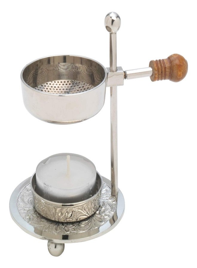 MaMeMi Adjustable Resin Incense Burner/Incense Censer with Tealight and Wooden Handle - HANDCRAFTET Nickel-Plated Brass, Height 4.33 inch, Durable Aromatherapy Holder for Safe Burning - Image 1