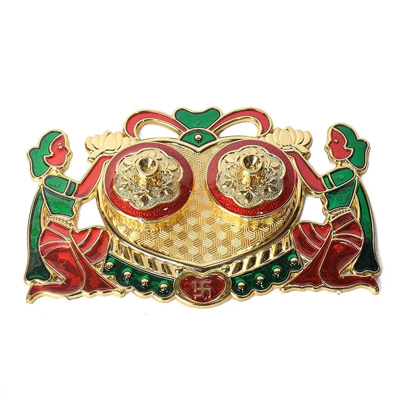 SATVIK STORE SATVIK 1 Pc Designer Kankavati Roli ChawalRice Holder Akshata Kumkum Haldi Holder Indian Festival Rakhi Pooja Thali Diwali Pujan Puja Mandir Tika Platter Housewarming Gifts Items - Image 5