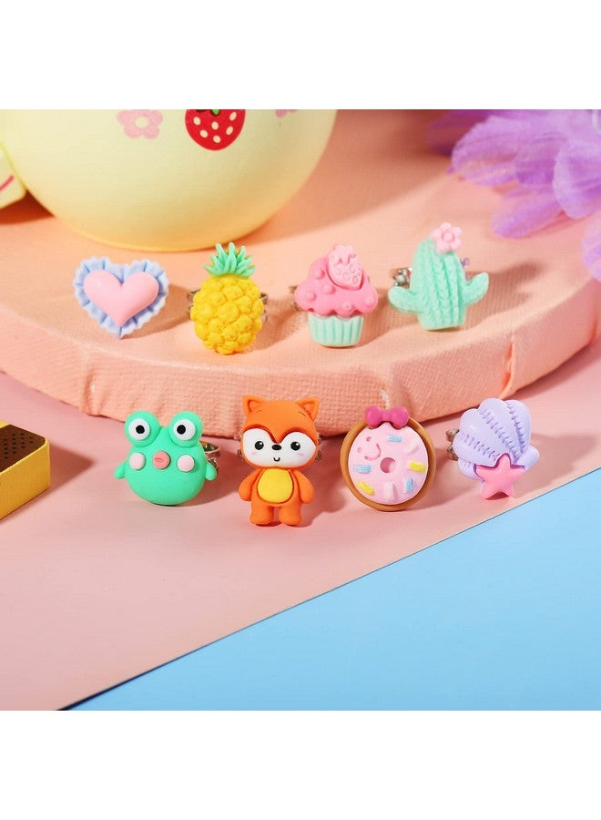 بينك شيب خواتم مجوهرات للبنات الصغيرات في صندوق، قابلة للتعديل، بدون تكرار، خواتم للعب والتنكر (حلقة سطحية مكونة من 24 حلقة) - Image 4