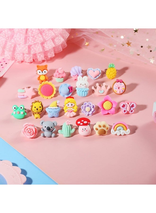 بينك شيب خواتم مجوهرات للبنات الصغيرات في صندوق، قابلة للتعديل، بدون تكرار، خواتم للعب والتنكر (حلقة سطحية مكونة من 24 حلقة) - Image 3