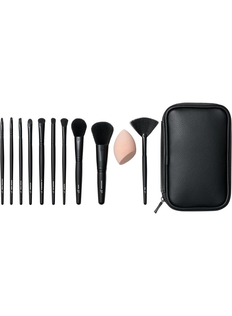 إلف مجموعة فرش مكياج كاملة للوجه والعين، ١١ فرشاة مكياج للأساس والبرونزر وظلال العيون والمزيد، نباتية وخالية من القسوة - Image 2