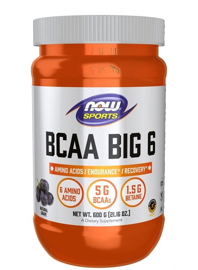 now Sports Nutrition, BCAA (Branched Chain Amino Acids) Big 6, Watermelon Flavor, 600 Grams - Image 1
