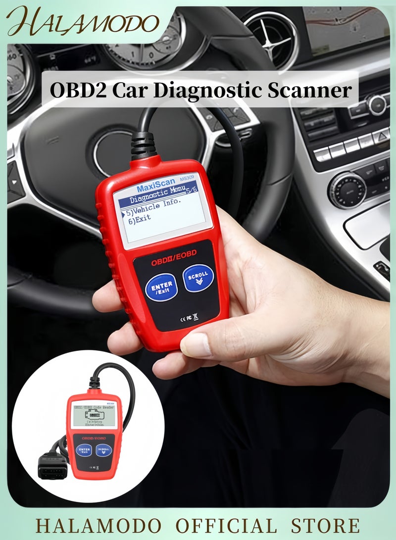HALAMODO Car OBD2 Diagnostic Scanner Code Reader Diagnostic Scan Tool Check Engine Failure Code & Clear Code & View Frozen Frame Data for Cars & Trucks & Vans  - Image 1