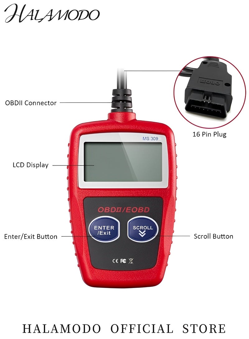 HALAMODO Car OBD2 Diagnostic Scanner Code Reader Diagnostic Scan Tool Check Engine Failure Code & Clear Code & View Frozen Frame Data for Cars & Trucks & Vans  - Image 2