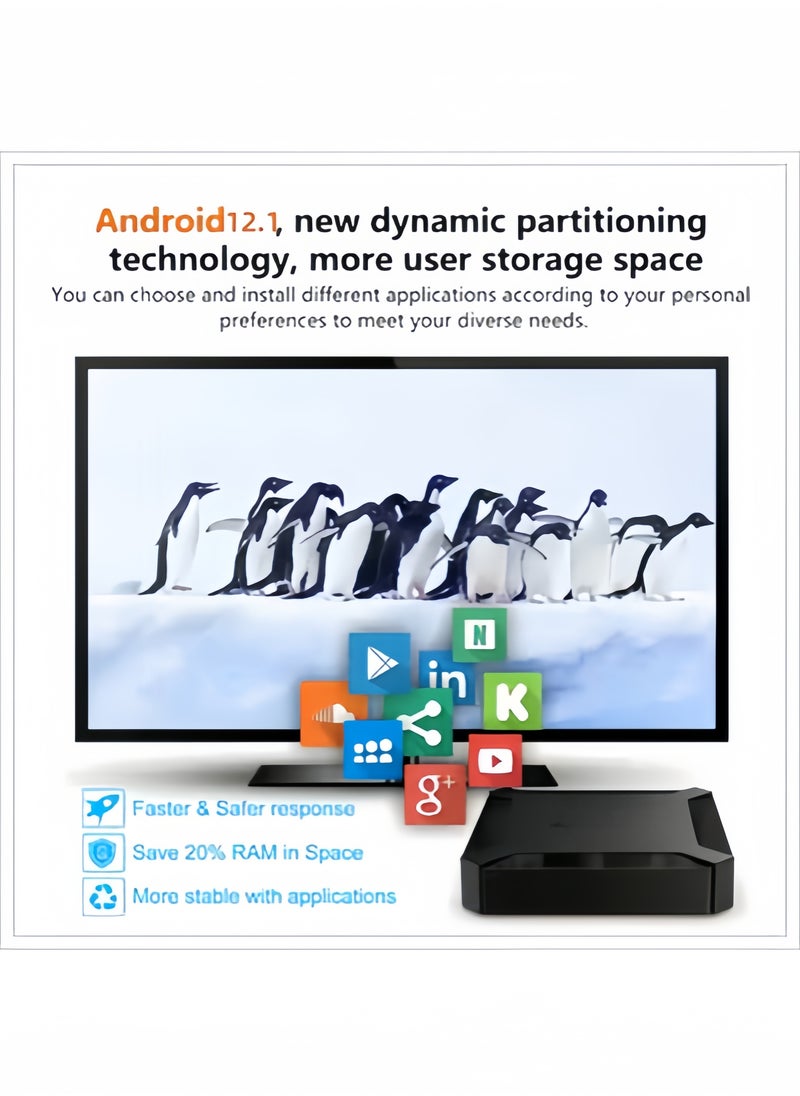 Generic - Android12.1 4K UHD TV Box With Google Play Youtube Chrome APPs and Mouse Mode Remote Enjoy Movie TV Radio Music Games Browse Web News - Image 1