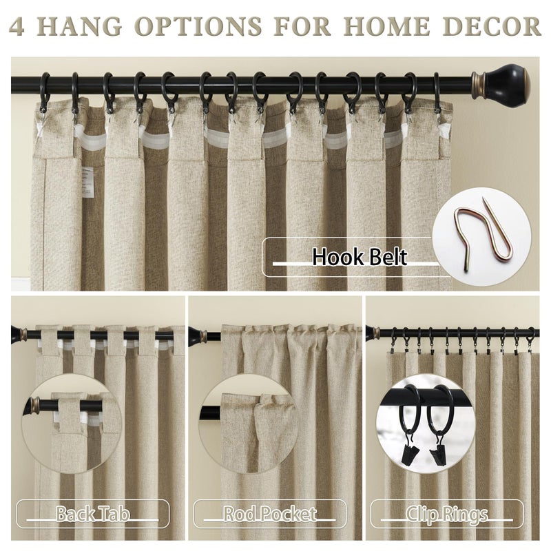DUALIFE Taupe Curtains 102 Length 2 Panels, Tan Brown Blackout Curtains Thermal Insulated Window Treatment Room Darkening Drapes for Living Room Back Tab/Rod Pocket,50 by 102 Inches Long - Image 4