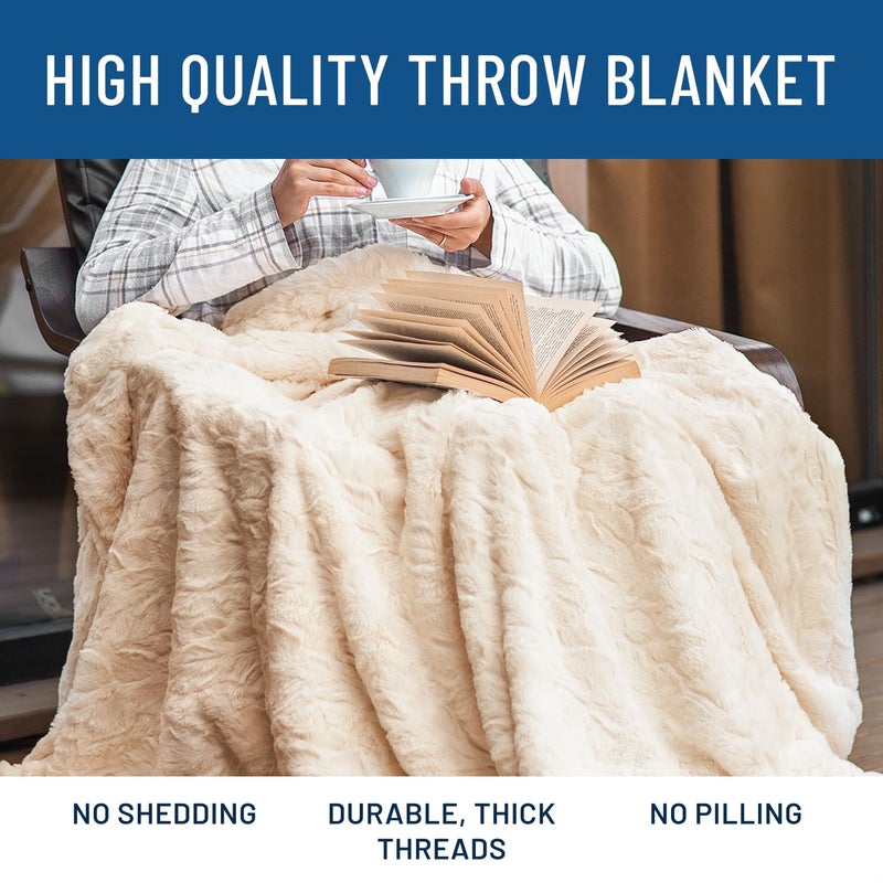 Everlasting Comfort Faux Fur Throw Blanket - Soft, Fluffy, Fuzzy, Plush, Thick, Minky Throws - Image 4