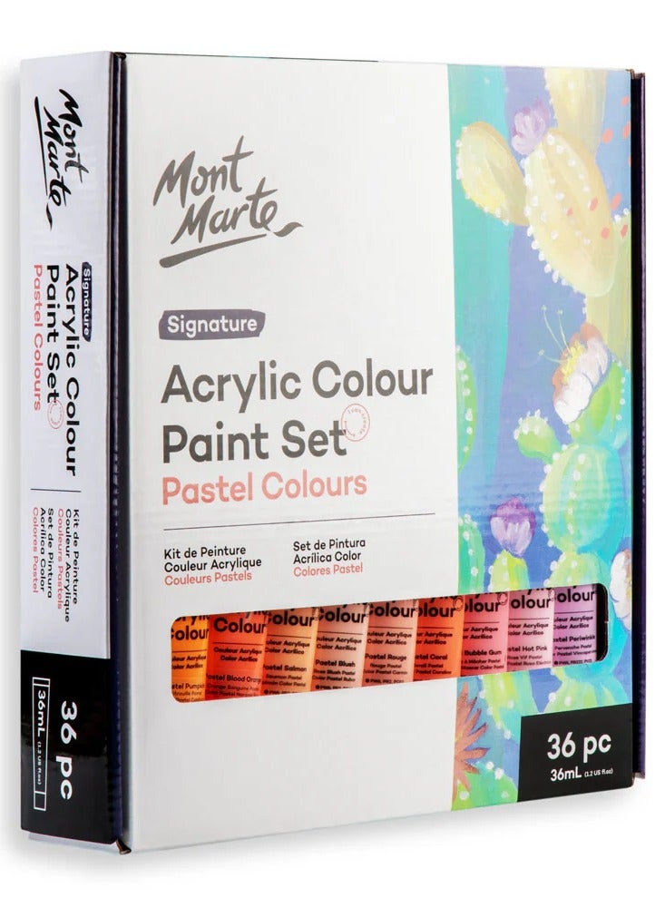 Mont Marte 36-Piece Signature Acrylic Paint Set Pastel Colours 36ml Content Per Tube - Image 2