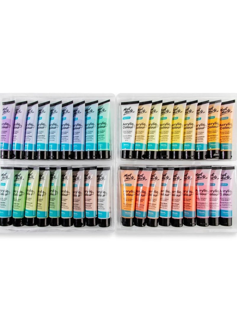Mont Marte 36-Piece Signature Acrylic Paint Set Pastel Colours 36ml Content Per Tube - Image 3