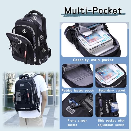 Bansusu Camo Boys Rolling Backpacks for Kids School, Capacity Wheeled Bookbags Elementary School Bags Back Packs with 6 Wheels - Image 4