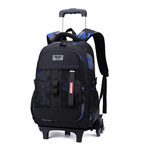 Bansusu Camo Boys Rolling Backpacks for Kids School, Capacity Wheeled Bookbags Elementary School Bags Back Packs with 6 Wheels - Image 1