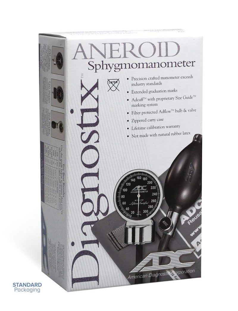 ADC 700-12XBK Diagnostix Model 700 Pocket Aneroid Sphygmomanometer with Adcuff Nylon Blood Pressure Cuff, Large Adult, Black - Image 4