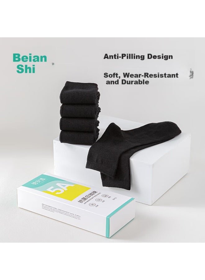 Briars Disposable Socks 5a Antibacterial Daily Wear Men's Breathable Sweat-absorbent Portable Mid-calf Socks Black 10 Pairs - Image 3