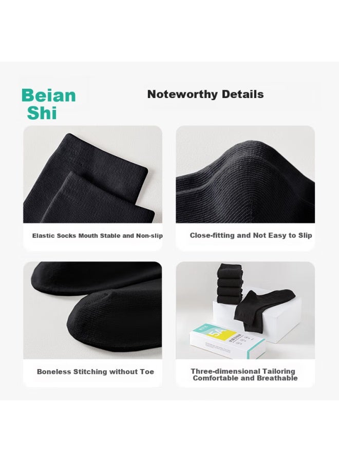 Briars Disposable Socks 5a Antibacterial Daily Wear Men's Breathable Sweat-absorbent Portable Mid-calf Socks Black 10 Pairs - Image 5