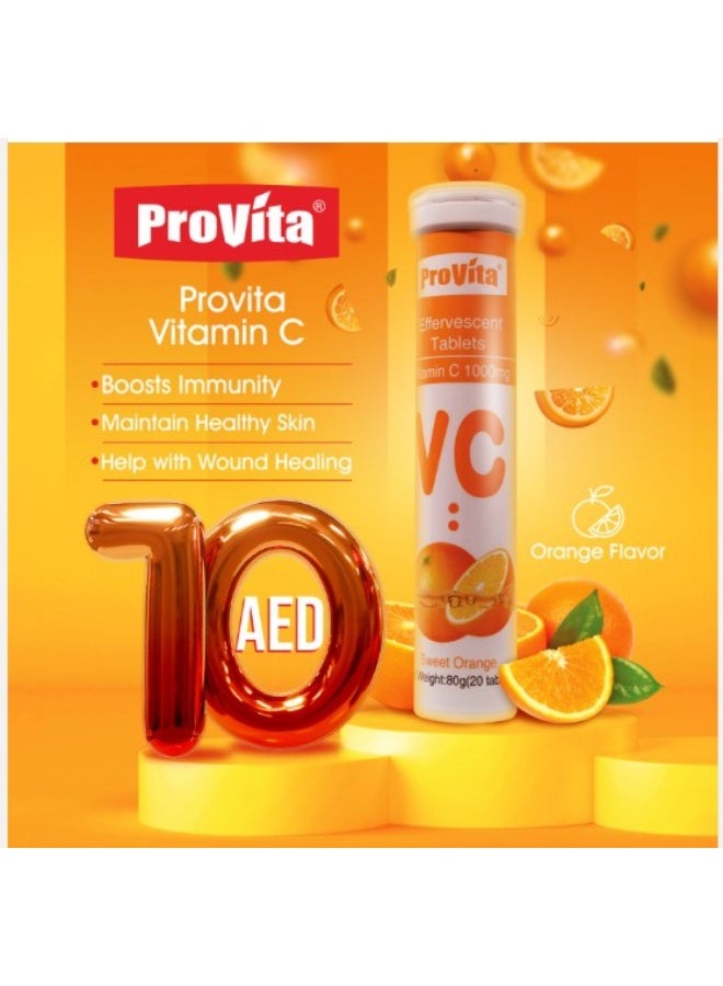 بروفيتا أقراص بروفيتا (Provita) الفوارة بفيتامين "سي" بتركيز 1000 ملغ - 20 قرصاً | مكمل غذائي لدعم المناعة ومضاد للأكسدة - Image 2