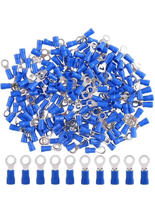 PROMASS promass 100Pcs 16-14AWG Insulated Terminals Ring Electrical Wire Crimp Connectors (Blue, M5)  - Image 1