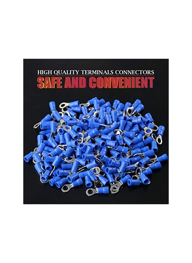 PROMASS promass 100Pcs 16-14AWG Insulated Terminals Ring Electrical Wire Crimp Connectors (Blue, M5)  - Image 3