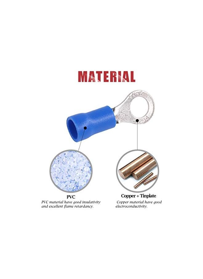 PROMASS promass 100Pcs 16-14AWG Insulated Terminals Ring Electrical Wire Crimp Connectors (Blue, M5)  - Image 5