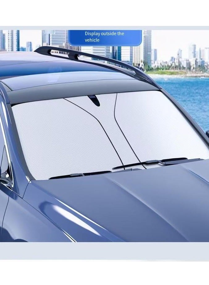 Generic Car sunshade, front windshield sunshade, summer heat insulation sunshade, window curtain, car sunshade umbrella (4005S coated with silver cloth) - Image 1