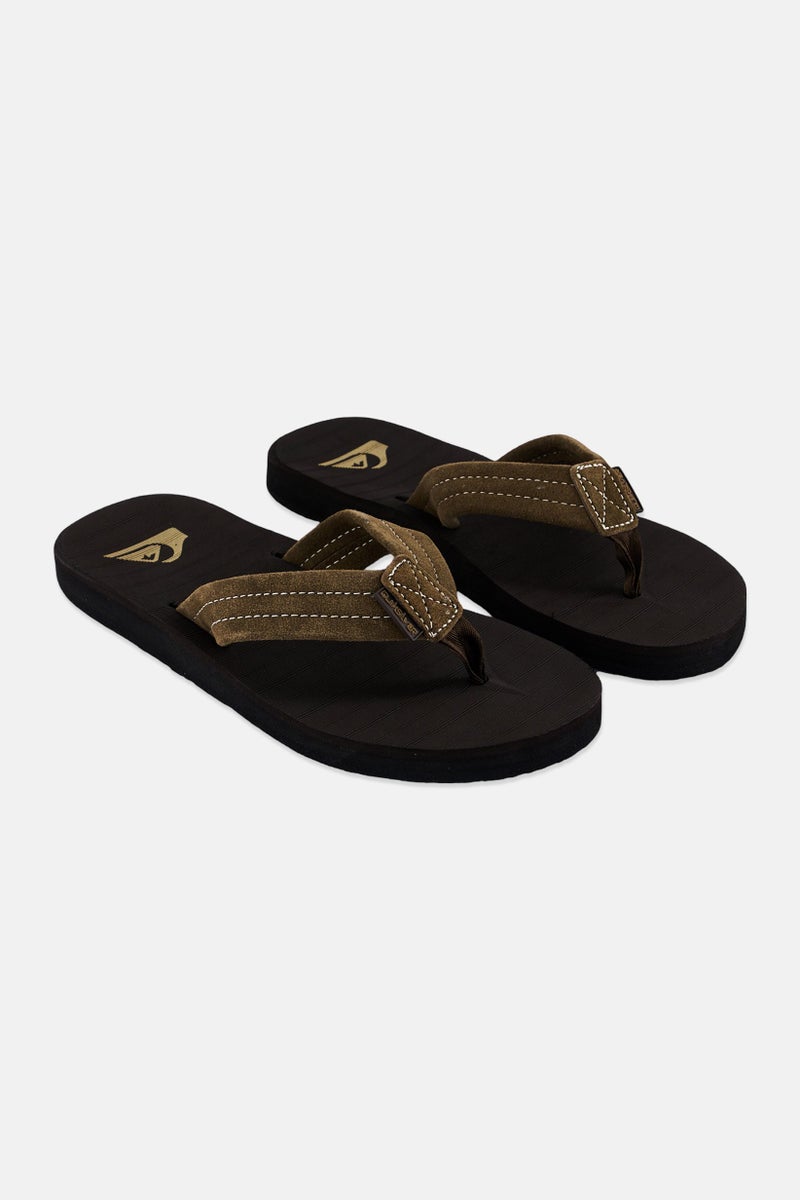 QUIKSILVER Men Brand Logo Slip On Slippers, Brown - Image 1