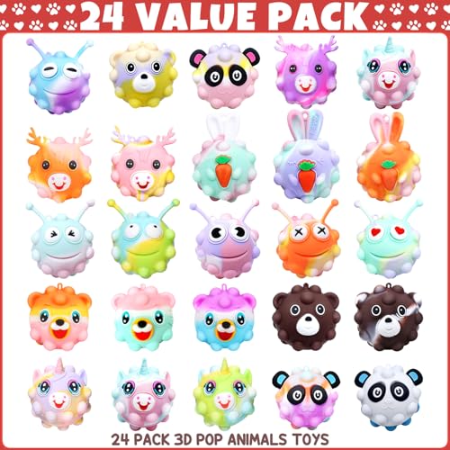 Asoulin 24PCS 3D Animal Pop Fidget Ball Easter Gifts Party Favors for Kids 48 812 Easter Egg Fillers Goodie Bag Stuffer Classroom Treasure Box Toy Carnival Prizes Pinata Birthday Return Gifts for Boys Girls - Image 5