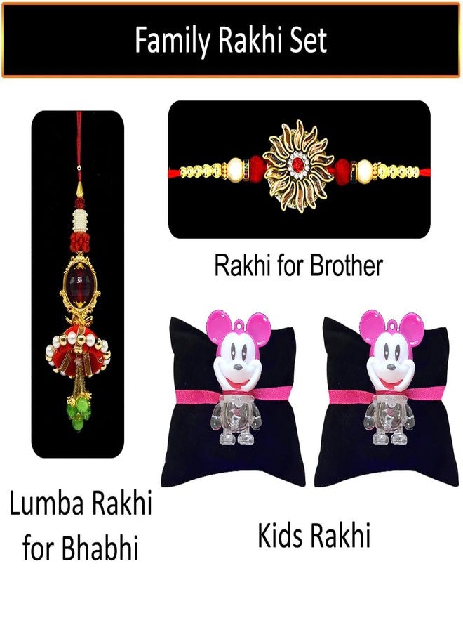 Saugat Traders Exclusive Rakhi Combo Pack of 4 For Bhaiya Bhabhi and KIds with Roli Chawal Chopra Pack - Lumba Rakhi - Younger Elder Brother - Bhabhi - Quirky - Cartoon - Image 3