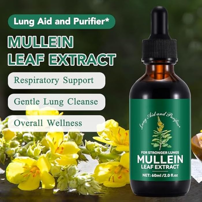 QJCWXIAOX 2 Pack Mullein Drops for Lungs, Mullein Leaf Extract with Chlorophyll,Mullein Leaf Extract for Lung Cleanse and Respiratory Support -2 Bottles - Image 2