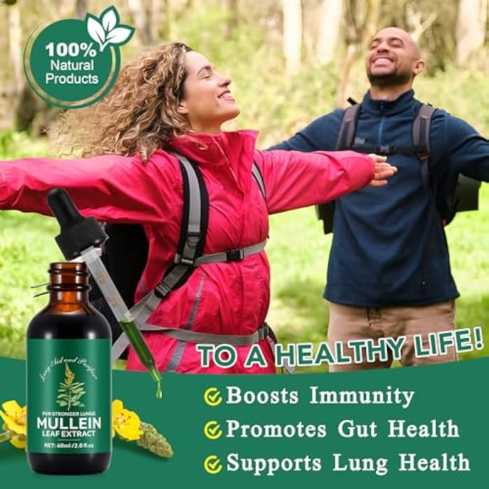 QJCWXIAOX 2 Pack Mullein Drops for Lungs, Mullein Leaf Extract with Chlorophyll,Mullein Leaf Extract for Lung Cleanse and Respiratory Support -2 Bottles - Image 3