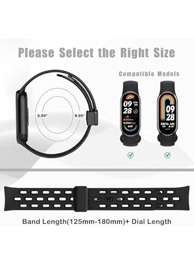 Strap For Xiaomi Mi Band 10/9/8 Magnetic Metal Buckle Sport Breathable Strap for Men Women Band Quick Release Soft Replacment Wristband For Xiaomi Smart Band 8/9/10 (Black) - Image 5