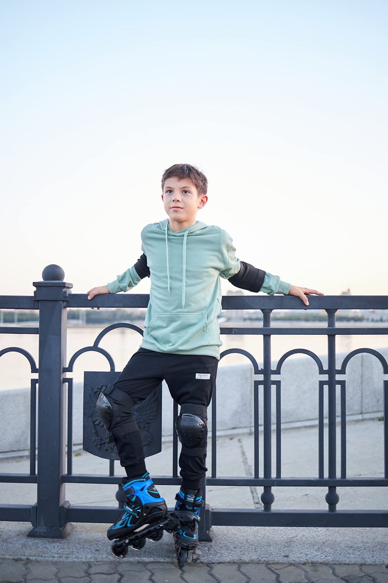 2pm Sports Vinal Boys and Girls Adjustable Flashing Inline Skates, All Wheels Light Up, Fun Illuminating Skates for Kids and Youths - Azure Large(4Y-7Y US - Image 5